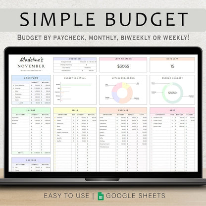 All-In-One Google Sheets Budget Planner + Smart Dashboard  Monthly, Weekly & Paycheck Budgeting — Savings, Bills, Expenses & Debt Tracking